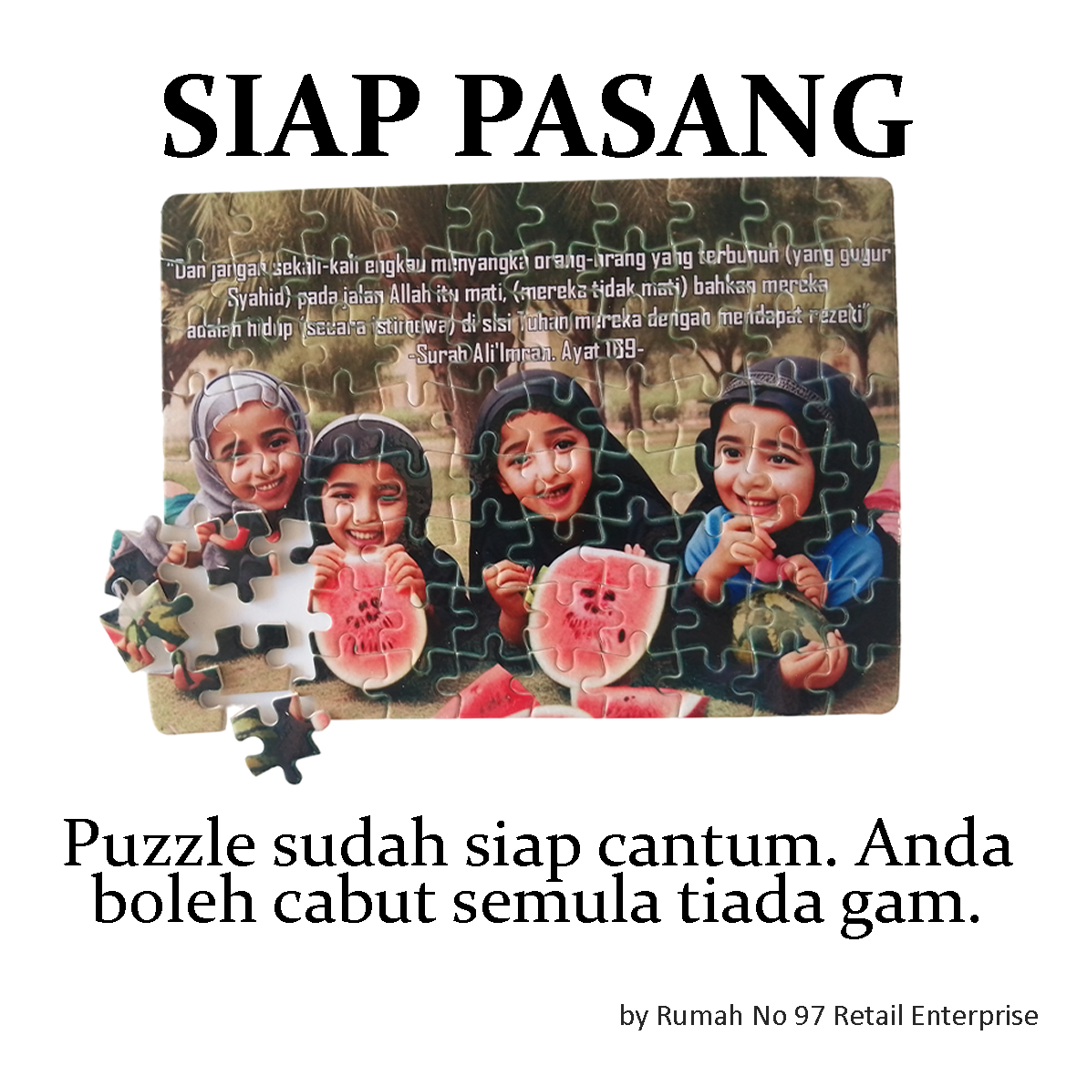 Puzzle Custom Saiz A5 (80 pcs) | 14.5 x 20cm | Gambar Sendiri | Custom Made