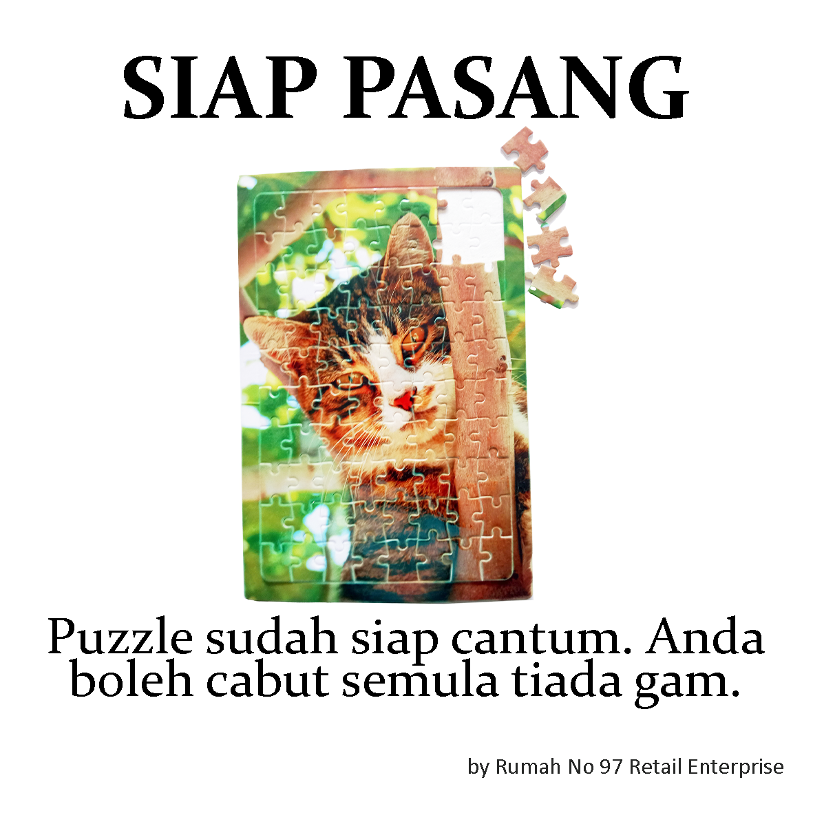 Puzzle Custom Saiz A4 (80 pcs) Papan Alas | 19.5 x 29cm | Gambar Sendiri | Custom Made