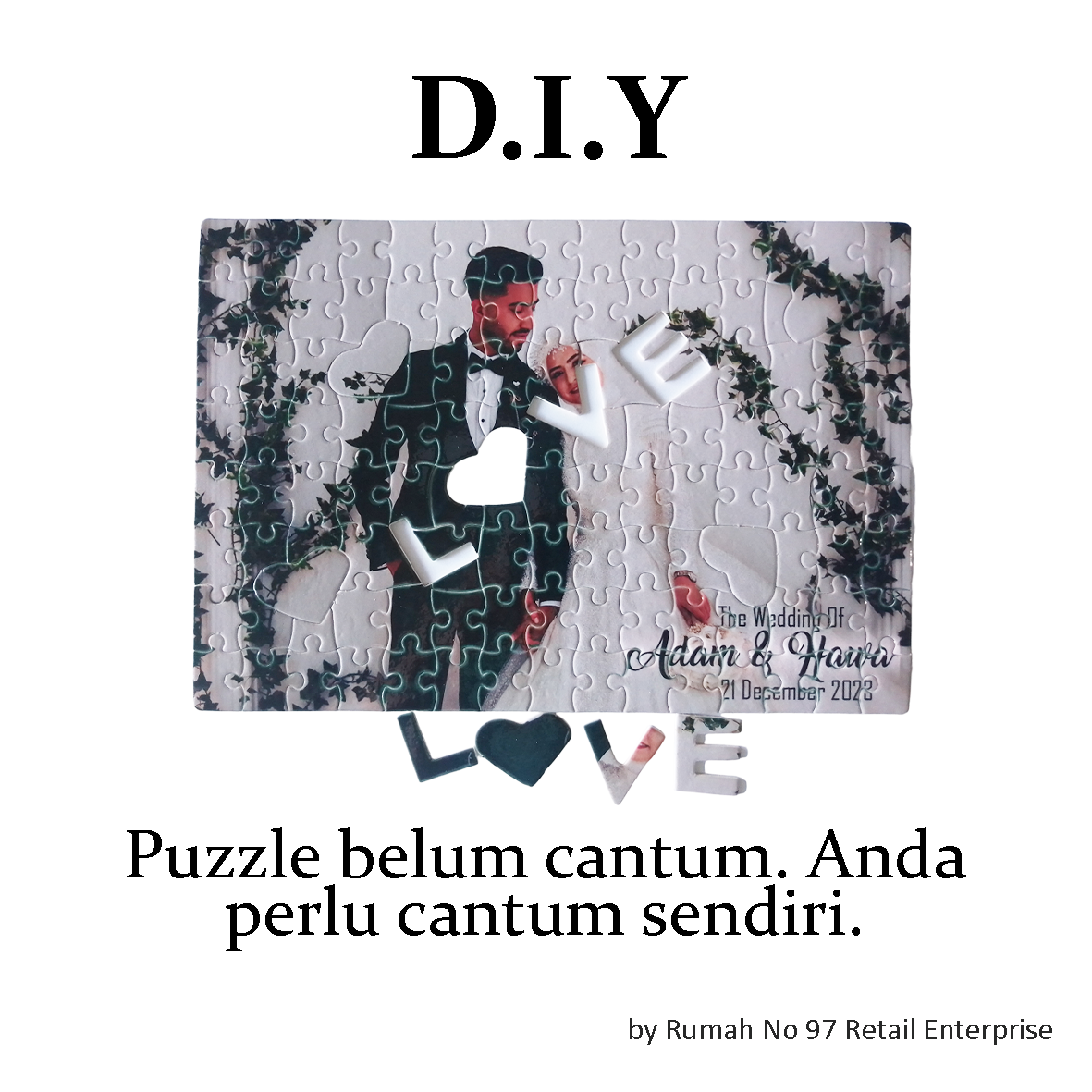 Puzzle Custom Saiz A4 LOVE (100 pcs) | 20 x 29cm | Gambar Sendiri | Custom Made