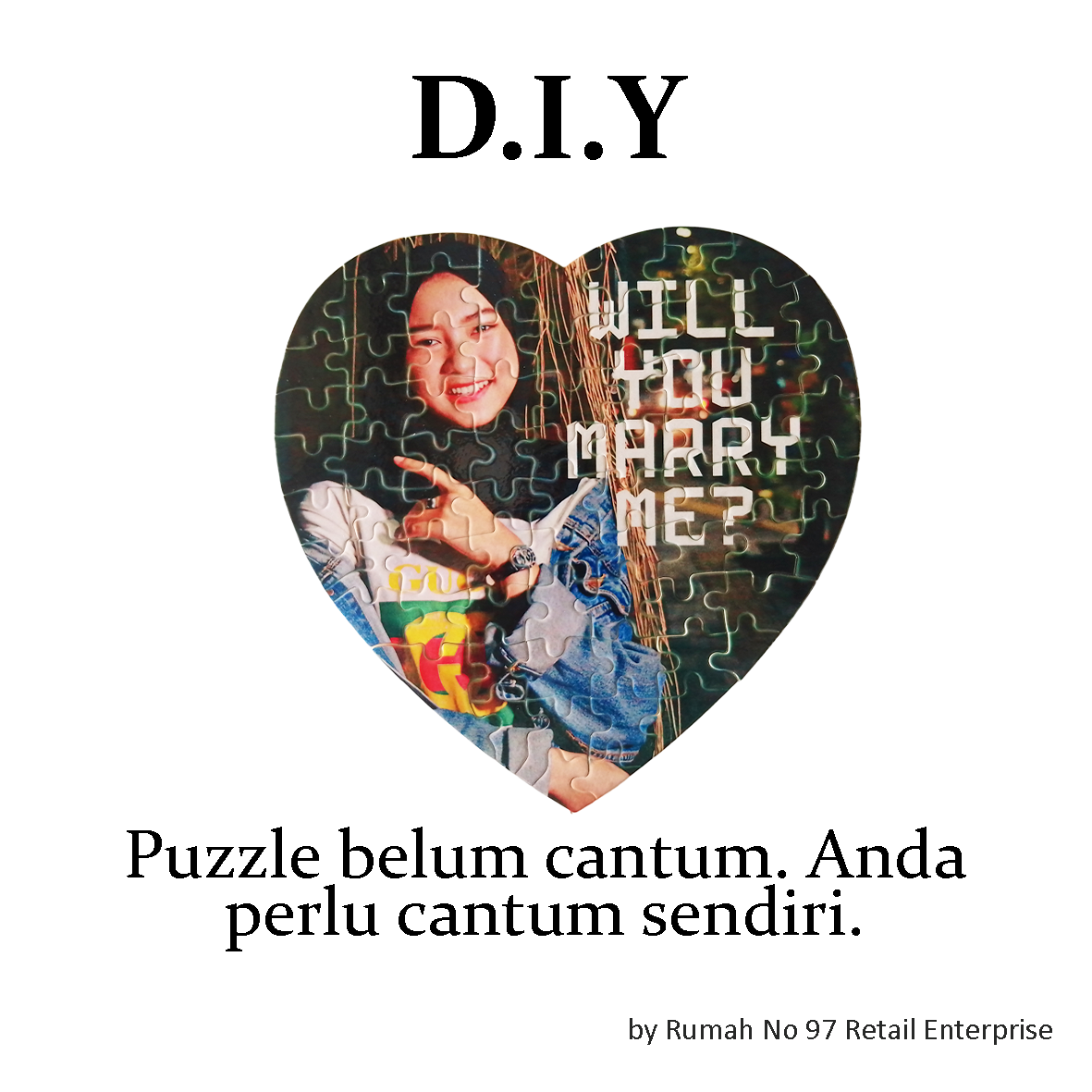 Puzzle Custom Saiz LOVE (75 pcs) | 19 x 19cm | Gambar Sendiri | Custom Made
