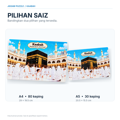 Jigsaw Puzzle Kaabah Masjidil Haram Makkah Arab Saudi | Jigsaw Puzzle Pendidikan Kanak-Kanak Permainan Haji Cilik