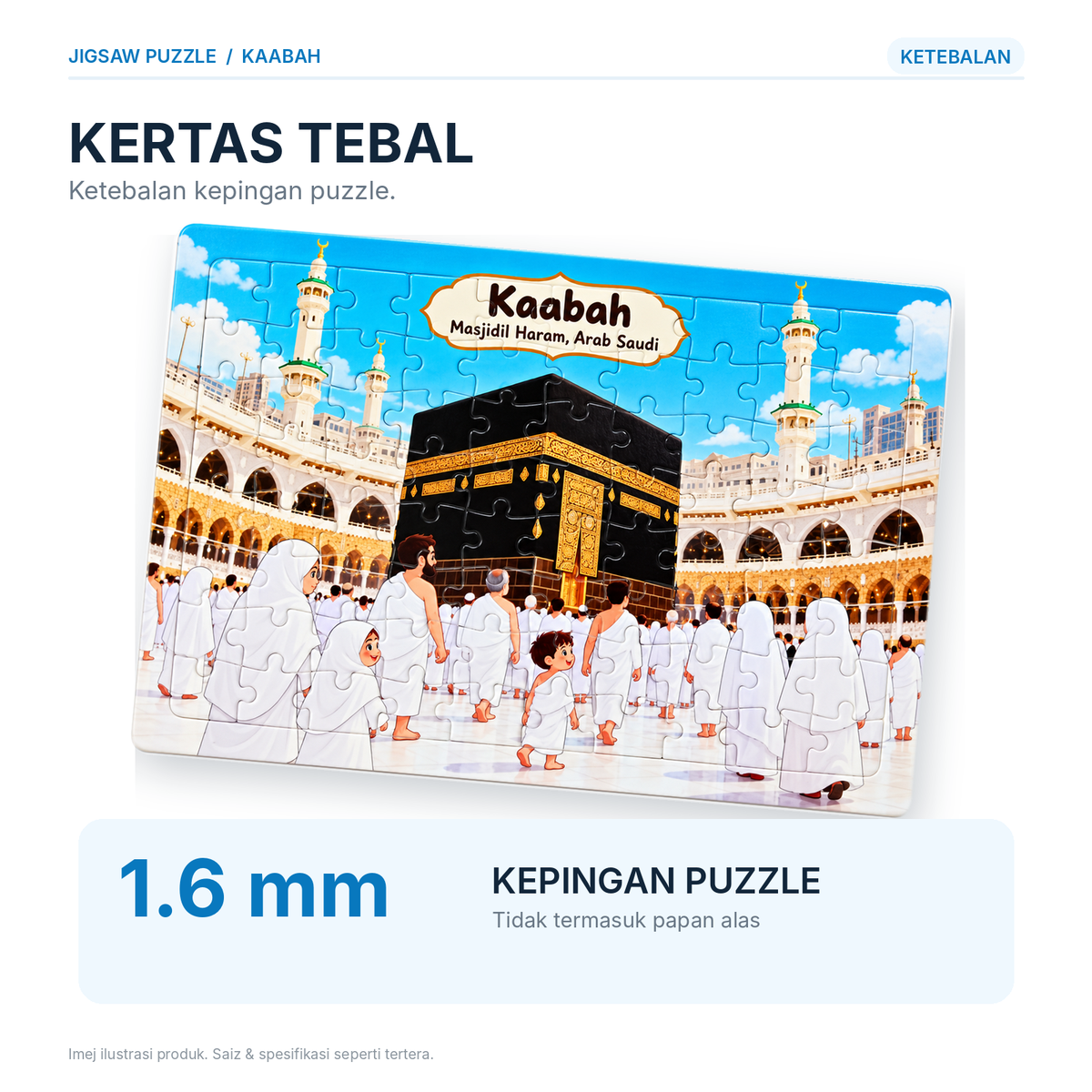 Jigsaw Puzzle Kaabah Masjidil Haram Makkah Arab Saudi | Jigsaw Puzzle Pendidikan Kanak-Kanak Permainan Haji Cilik