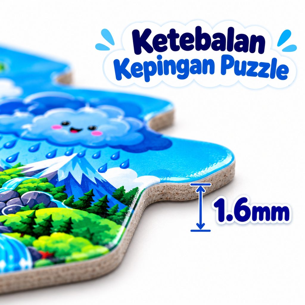 Puzzle Jigsaw Kitaran Air Awan & Hujan Sains Pendidikan Kanak-Kanak Tadika Sekolah A4 80 pcs A5 30 pcs Ada Papan Alas