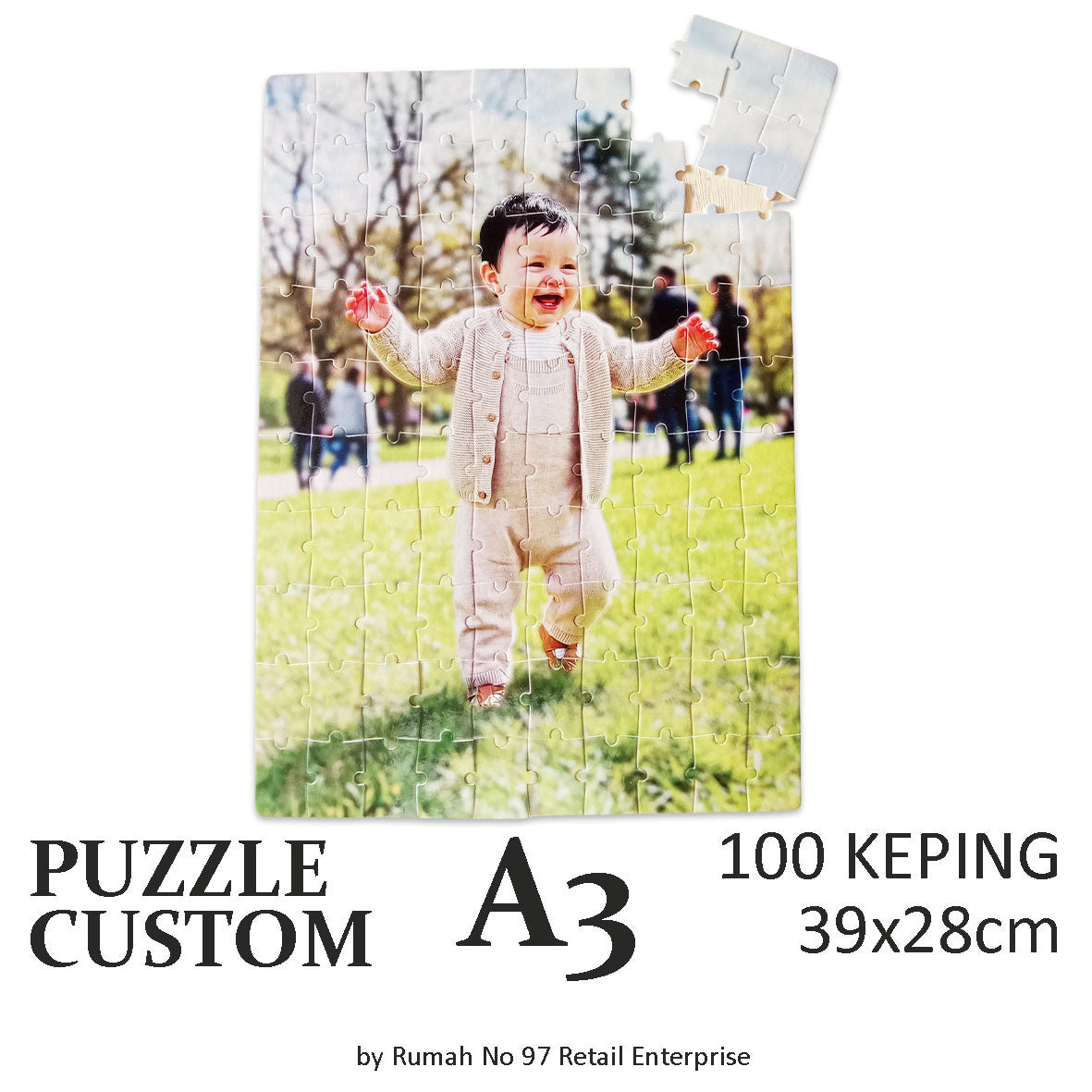 Puzzle Custom Saiz A3 (100 pcs) | 28 x 39cm | Gambar Sendiri | Custom Made
