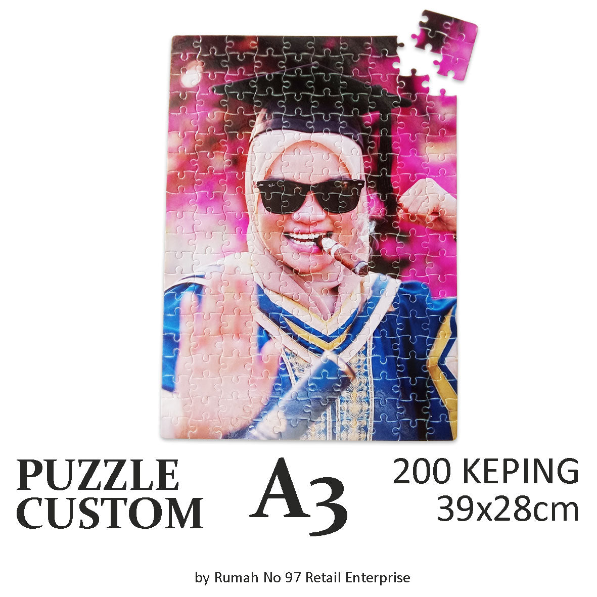 Puzzle Custom Saiz A3 (200 pcs) | 28 x 39cm | Gambar Sendiri | Custom Made