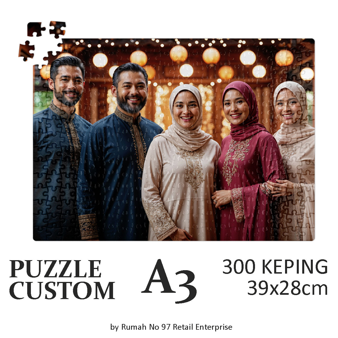 Puzzle Custom Saiz A3 (300 pcs) | 28 x 39cm | Gambar Sendiri | Custom Made
