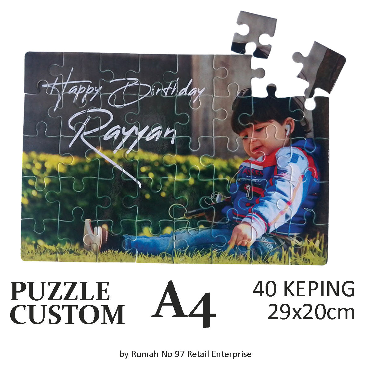 Puzzle Custom Saiz A4 (40 pcs) | 20 x 29cm | Gambar Sendiri | Custom Made