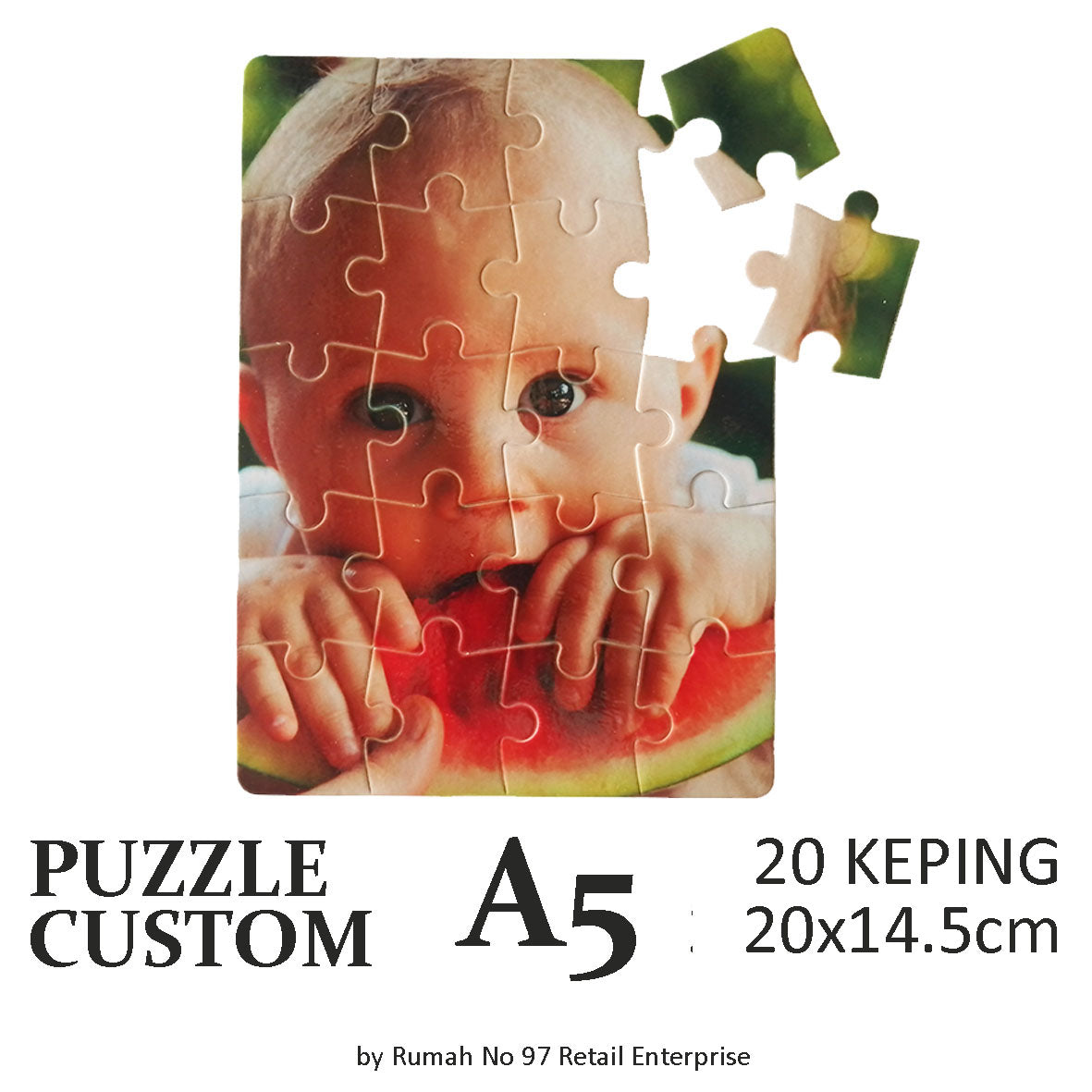 Puzzle Custom Saiz A5 (20 pcs) | 14.5 x 20cm | Gambar Sendiri | Custom Made
