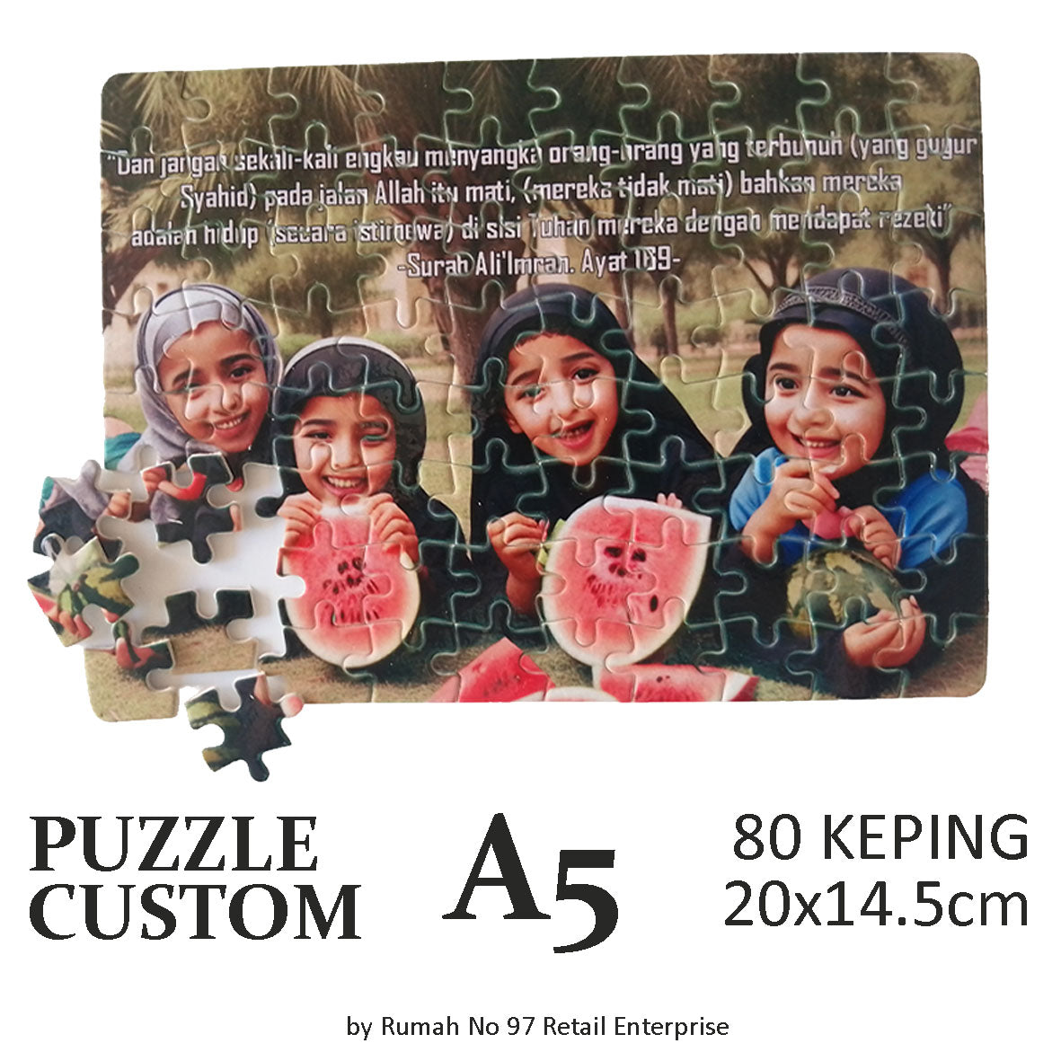 Puzzle Custom Saiz A5 (80 pcs) | 14.5 x 20cm | Gambar Sendiri | Custom Made
