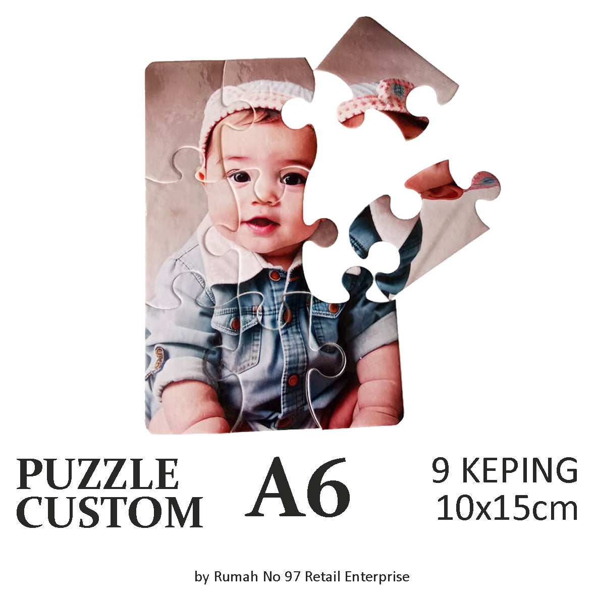 Puzzle Custom Saiz A6 (9 pcs) | 10 x 15cm | Gambar Sendiri | Custom Made