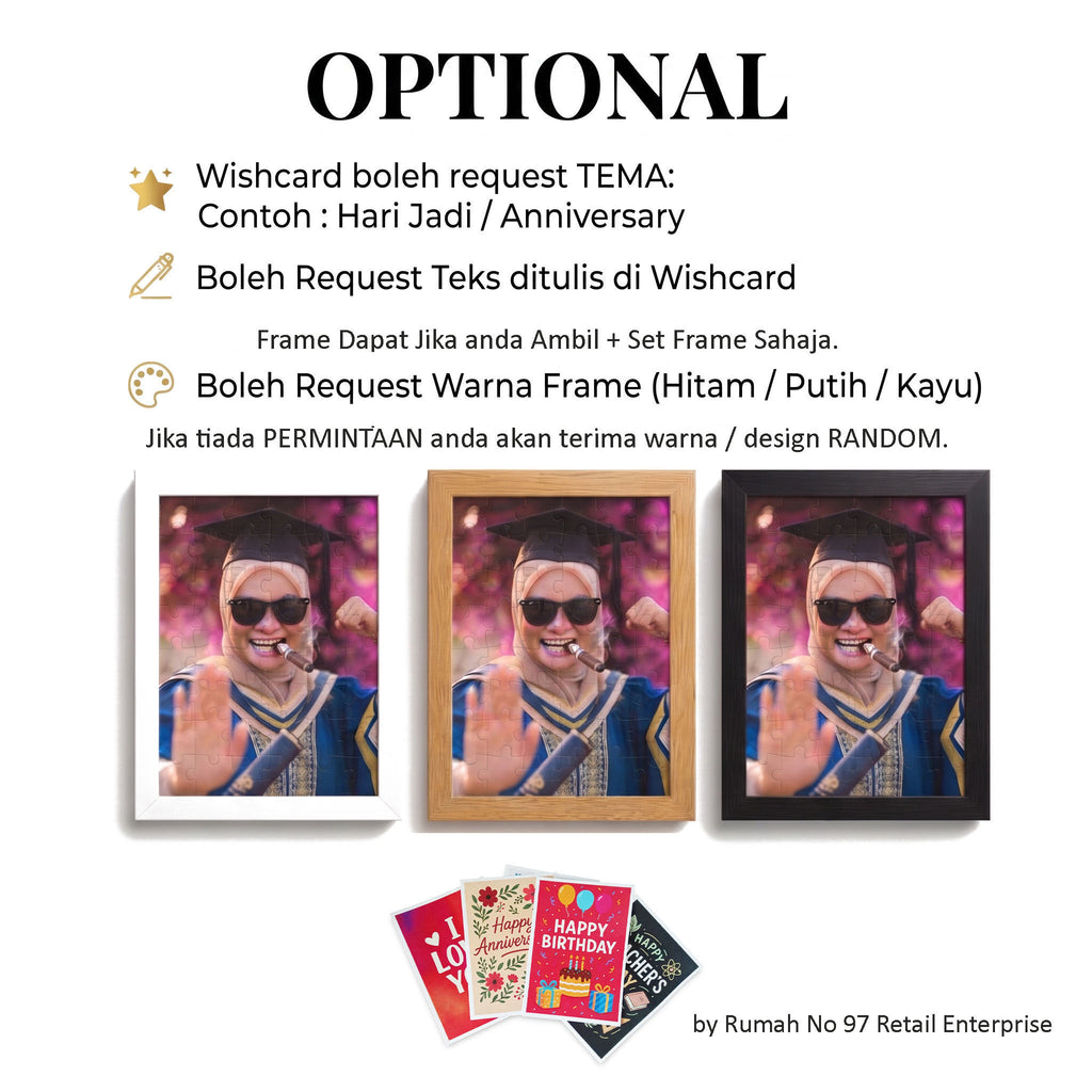 Puzzle Custom Saiz A4 (80 pcs) Papan Alas | 19.5 x 29cm | Gambar Sendiri | Custom Made