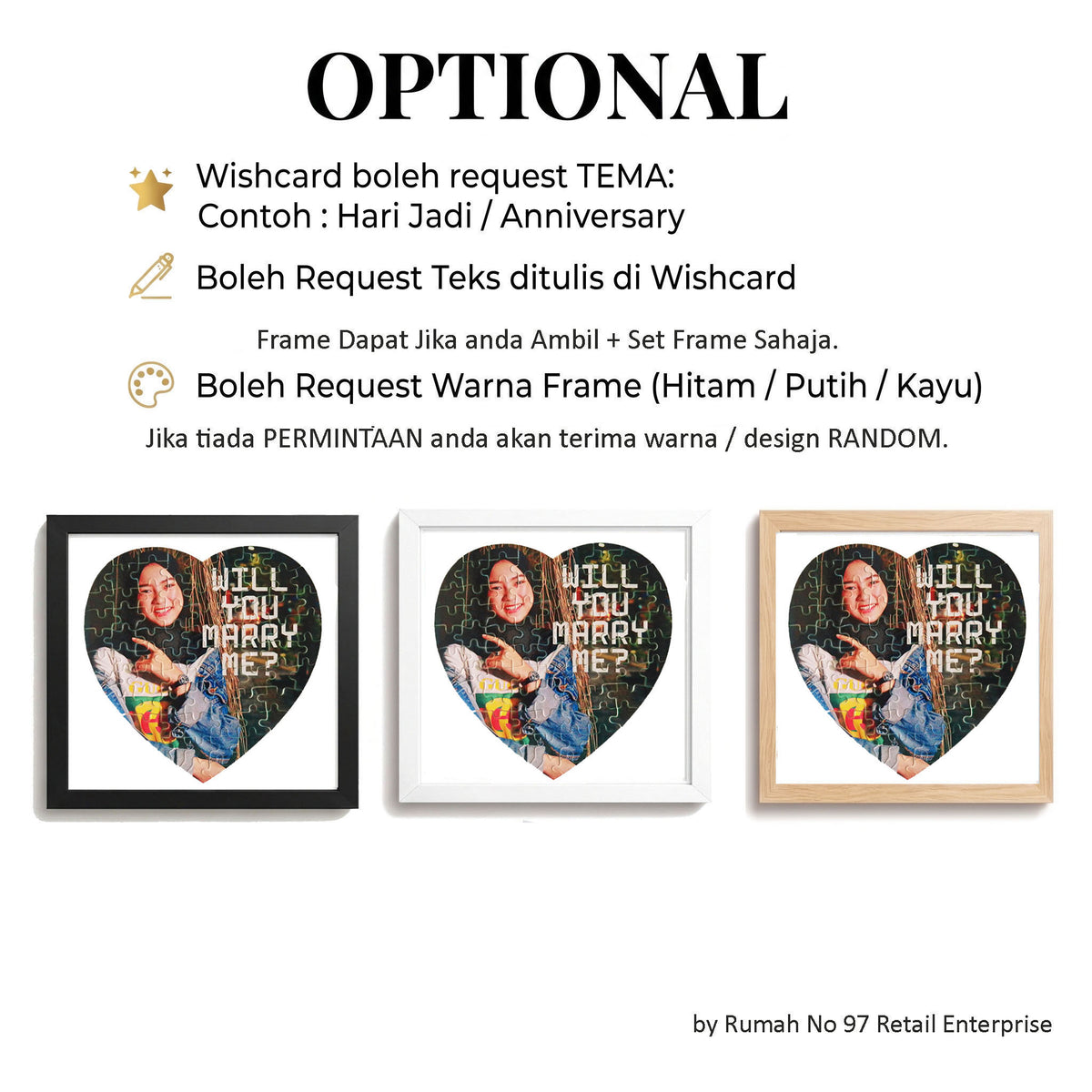 Puzzle Custom Saiz LOVE (75 pcs) | 19 x 19cm | Gambar Sendiri | Custom Made