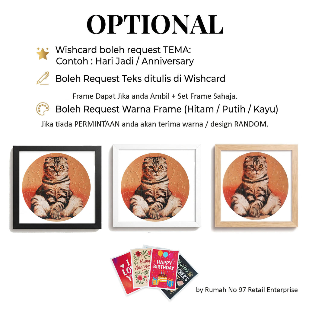 Puzzle Custom Saiz CIRCLE (42 pcs) | 20 x 20cm | Gambar Sendiri | Custom Made