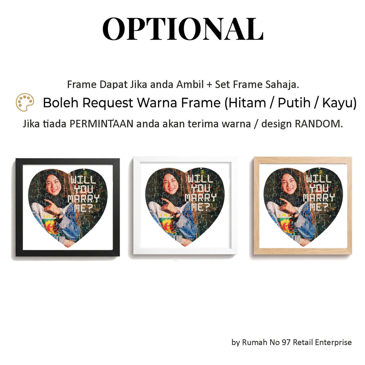 Puzzle Custom Saiz LOVE (75 pcs) | 19 x 19cm | Gambar Sendiri | Custom Made