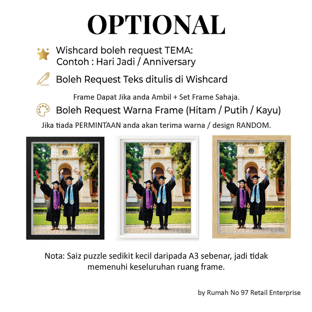 Puzzle Custom Saiz A3 (300 pcs) | 28 x 39cm | Gambar Sendiri | Custom Made