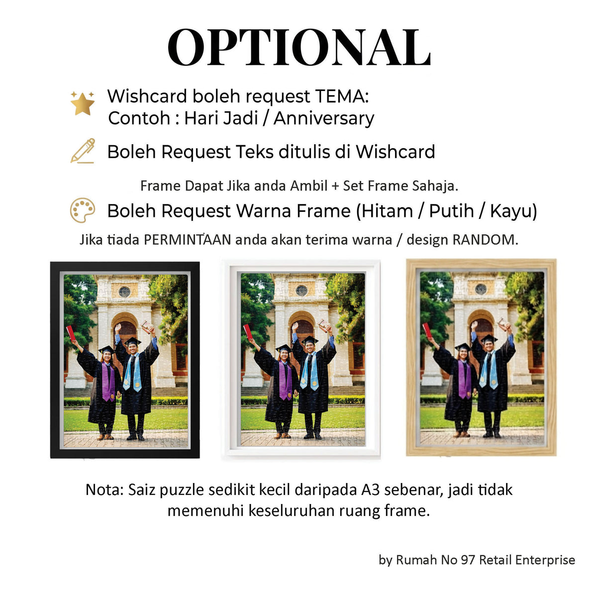 Puzzle Custom Saiz A3 (300 pcs) | 28 x 39cm | Gambar Sendiri | Custom Made