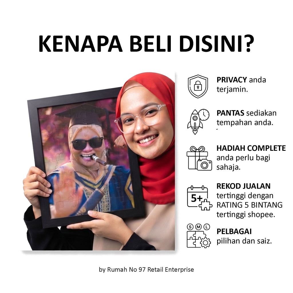 Puzzle Custom Saiz A4 (80 pcs) Papan Alas | 19.5 x 29cm | Gambar Sendiri | Custom Made