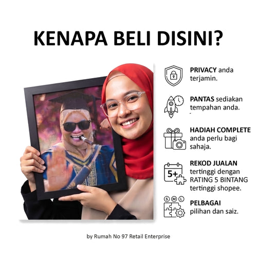 Puzzle Custom Saiz A3 (300 pcs) | 28 x 39cm | Gambar Sendiri | Custom Made
