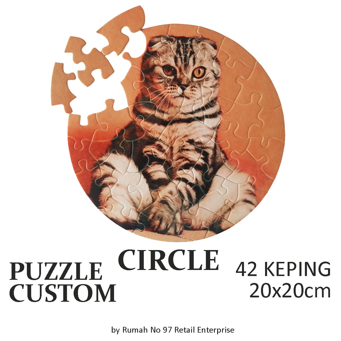Puzzle Custom Saiz CIRCLE (42 pcs) | 20 x 20cm | Gambar Sendiri | Custom Made