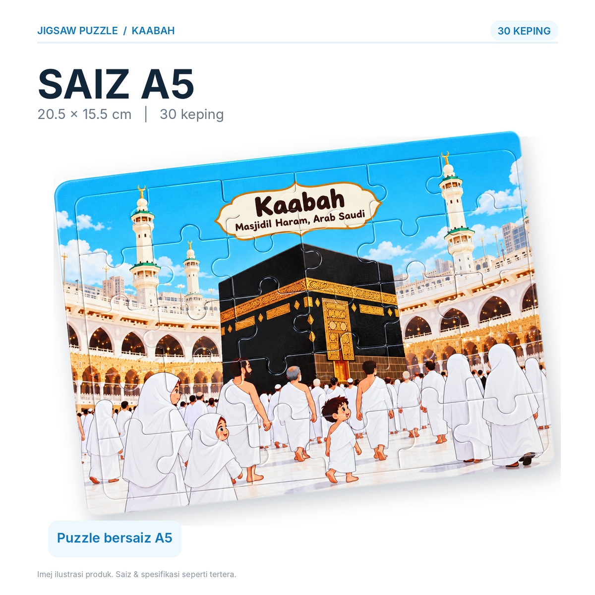 Jigsaw Puzzle Kaabah Masjidil Haram Makkah Arab Saudi | Jigsaw Puzzle Pendidikan Kanak-Kanak Permainan Haji Cilik