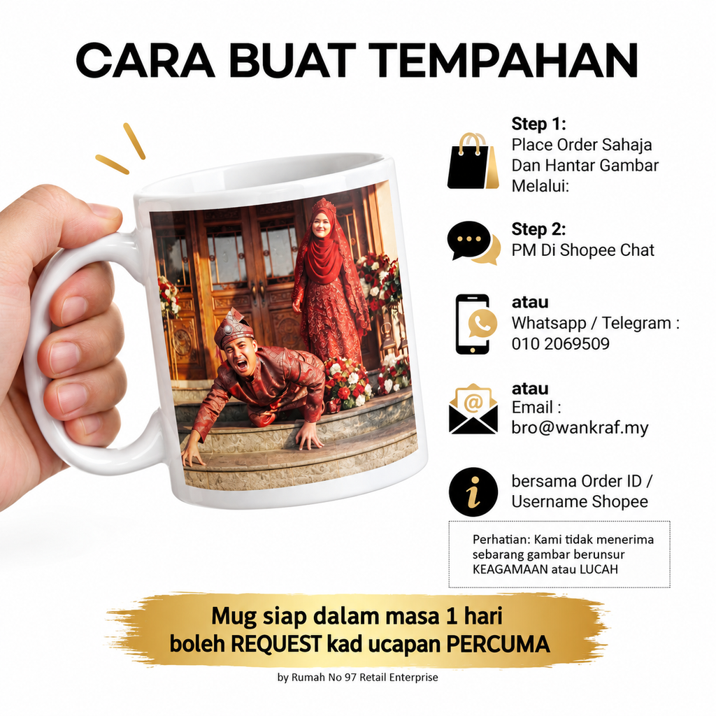 Mug Custom Gambar Sendiri | Cawan Custom Photo Personalized | Hadiah Birthday Anniversary Hari Guru Ibu Bapa Couple BFF